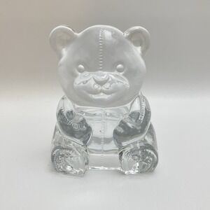 Partylite Vintage Teddy Bear Votive Tea Light Figurine Glass Candle Holder